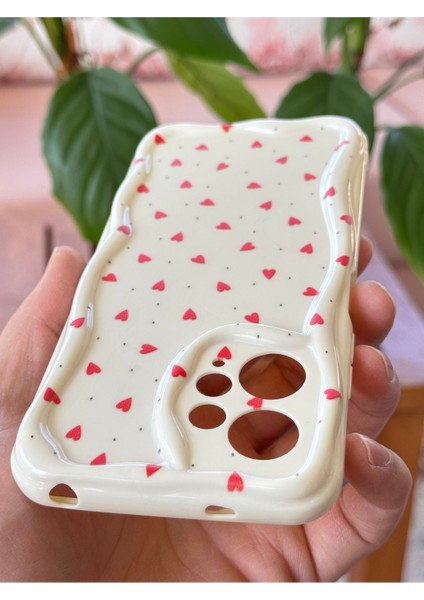 Xiaomi Redmi Note 12 4g Kılıf Kamera Korumalı Dalga Kenarlı Kırmızı Kalp Desenli Silikon Kapak indirimleri