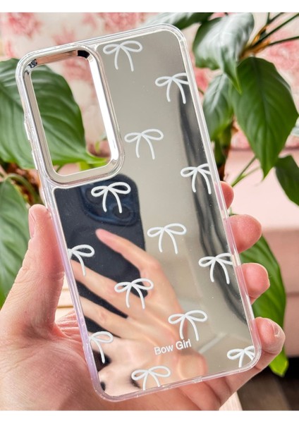 Samsung Galaxy S24 Fe Uyumlu Kılıf Aynalı Bow Girl Fiyonk Desenli Darbe Emici Silikon Kapak