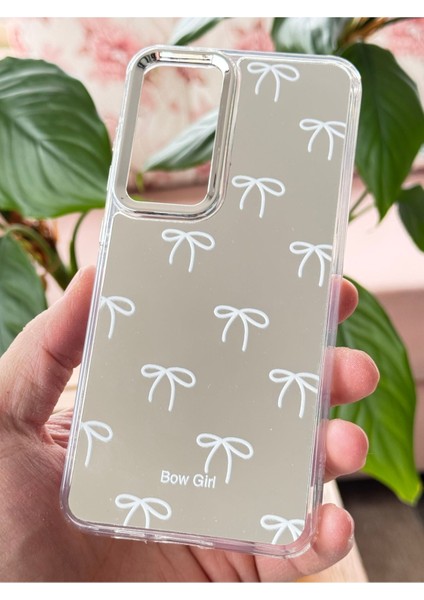 Samsung Galaxy S24 Fe Uyumlu Kılıf Aynalı Bow Girl Fiyonk Desenli Darbe Emici Silikon Kapak