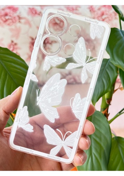Xiaomi Redmi Note 13 4g Kılıf Tasarımlı Desenli Kamera Korumalı Şeffaf Kelebek Esnek Yumuşak Silikon Kapak