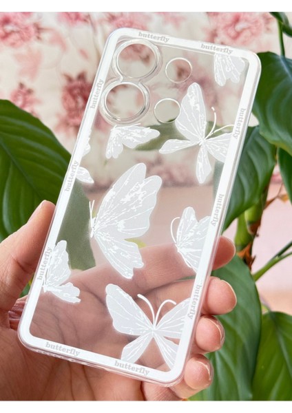 Xiaomi Redmi Note 13 4g Kılıf Tasarımlı Desenli Kamera Korumalı Şeffaf Kelebek Esnek Yumuşak Silikon Kapak