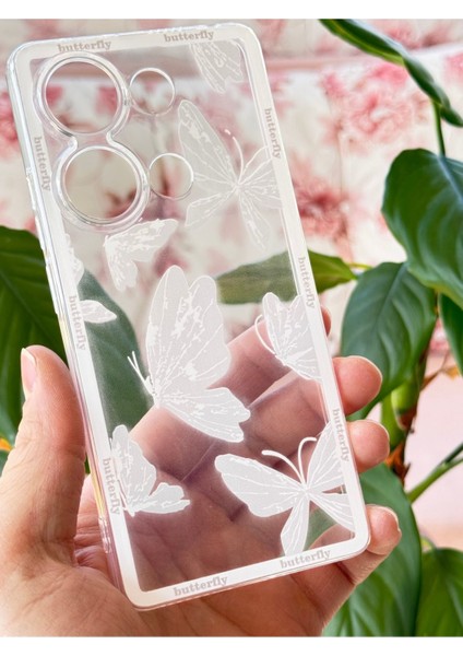 Xiaomi Redmi Note 13 4g Kılıf Tasarımlı Desenli Kamera Korumalı Şeffaf Kelebek Esnek Yumuşak Silikon Kapak