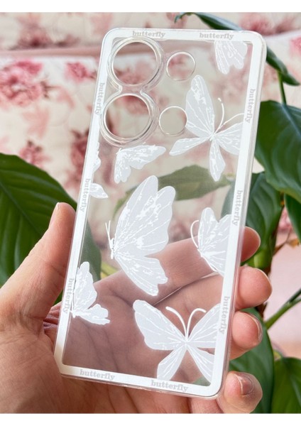 Xiaomi Redmi Note 13 4g Kılıf Tasarımlı Desenli Kamera Korumalı Şeffaf Kelebek Esnek Yumuşak Silikon Kapak
