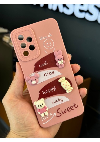 Samsung Galaxy A13 Uyumlu Kılıf Tasarımlı Desenli Kamera Korumalı Tavşan Pembe Yumuşak Silikon Kapak fiyatları
