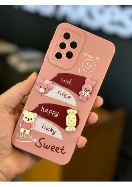 Samsung Galaxy A13 Uyumlu Kılıf Tasarımlı Desenli Kamera Korumalı Tavşan Pembe Yumuşak Silikon Kapak modelleri