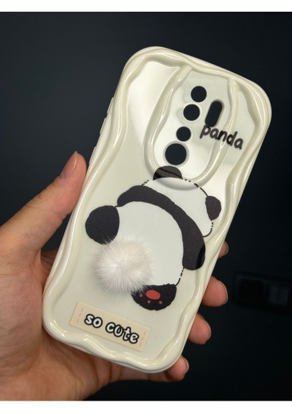 Xiaomi Redmi Note 8 Pro Uyumlu Kılıf Tasarımlı Desenli Kamera Korumalı Panda Beyaz Püsküllü Silikon Kapak modelleri