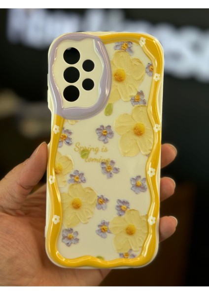 Samsung Galaxy A32 Uyumlu Kılıf Tasarımlı Desenli Kamera Korumalı Papatya Çiçek Renkli Silikon Kapak