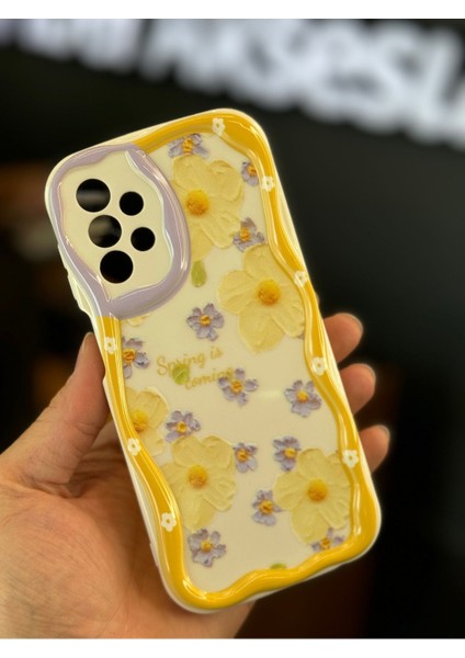 Samsung Galaxy A32 Uyumlu Kılıf Tasarımlı Desenli Kamera Korumalı Papatya Çiçek Renkli Silikon Kapak