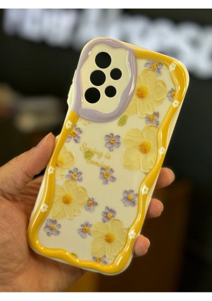 Samsung Galaxy A32 Uyumlu Kılıf Tasarımlı Desenli Kamera Korumalı Papatya Çiçek Renkli Silikon Kapak