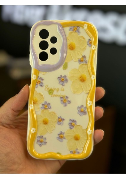 Samsung Galaxy A32 Uyumlu Kılıf Tasarımlı Desenli Kamera Korumalı Papatya Çiçek Renkli Silikon Kapak