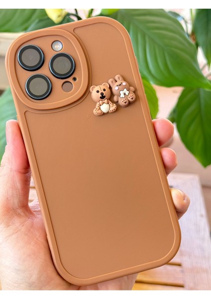 Apple iPhone 15 Pro Max Kılıf Tasarımlı Desenli Kamera Korumalı Ayıcık ve Tavşan Yumuşak Silikon Kapak
