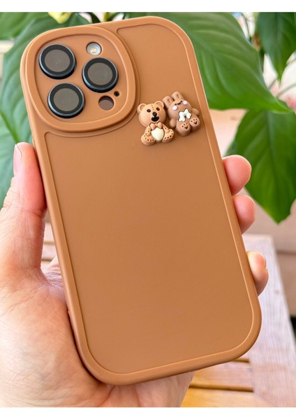 Apple iPhone 15 Pro Max Kılıf Tasarımlı Desenli Kamera Korumalı Ayıcık ve Tavşan Yumuşak Silikon Kapak