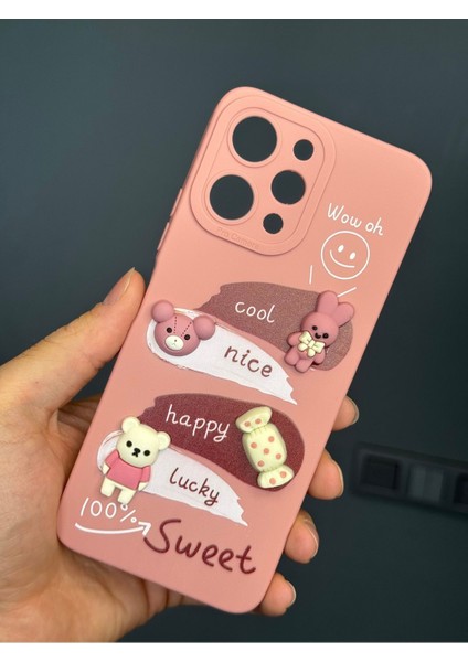 Xiaomi Redmi 12 4g Uyumlu Kılıf Tasarımlı Desenli Kamera Korumalı Tavşan Pembe Yumuşak Silikon Kapak modelleri