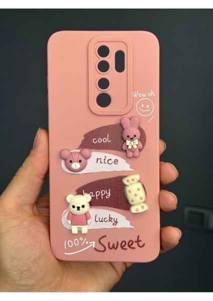 Xiaomi Redmi Note 8 Pro Uyumlu Kılıf Tasarımlı Desenli Kamera Korumalı Tavşan Pembe Yumuşak Silikon Kapak