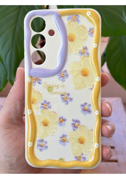 Samsung Galaxy A16 Kılıf Tasarımlı Desenli Kamera Korumalı Papatya Çiçek Renkli Silikon Kapak