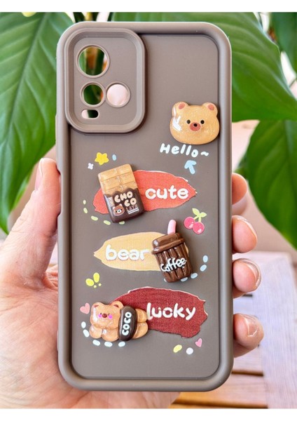 Vivo Y21/Y21S Kılıf Tasarımlı Desenli Kamera Korumalı Ayıcık Kahve Renkli Yumuşak Silikon Kap fiyatları