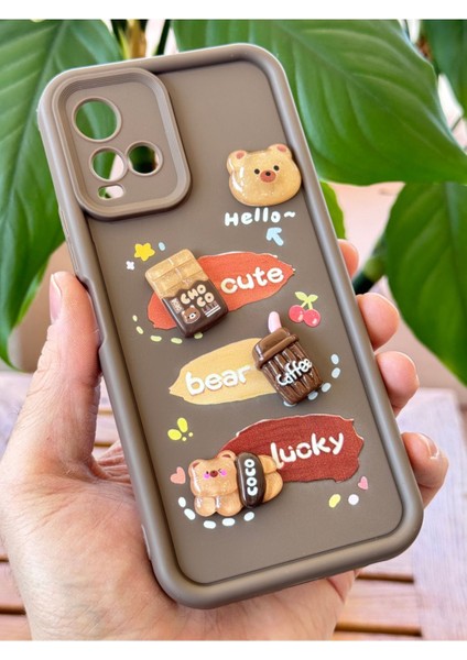 Vivo Y21/Y21S Kılıf Tasarımlı Desenli Kamera Korumalı Ayıcık Kahve Renkli Yumuşak Silikon Kap indirimleri