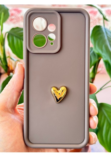 Xiaomi Redmi Note 12 Kılıf 3D Kalp Tasarımlı Kahverengi Desenli Yumuşak Kamera Korumalı Kapak fiyatları