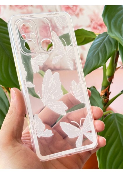 Xiaomi Redmi 12C Uyumlu Kılıf Tasarımlı Desenli Kamera Korumalı Şeffaf Kelebek Esnek Yumuşak Silikon Kapak
