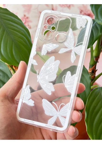 Xiaomi Redmi 12C Uyumlu Kılıf Tasarımlı Desenli Kamera Korumalı Şeffaf Kelebek Esnek Yumuşak Silikon Kapak