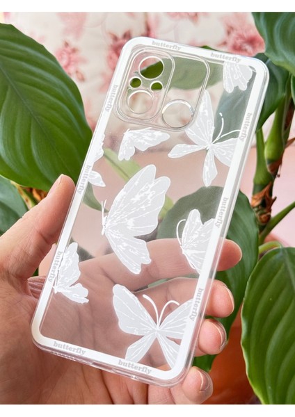 Xiaomi Redmi 12C Uyumlu Kılıf Tasarımlı Desenli Kamera Korumalı Şeffaf Kelebek Esnek Yumuşak Silikon Kapak