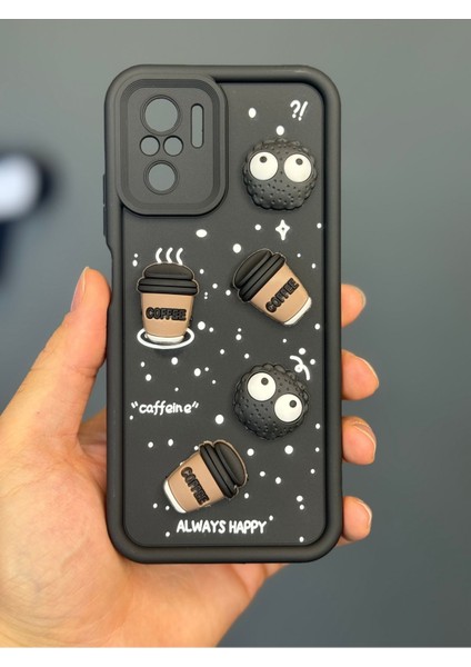 Xiaomi Redmi Note 10/10S Uyumlu Kamera Korumalı Coffee Kurabiye Figürlü Siyah Yumuşak Silikon Kapak fiyatları