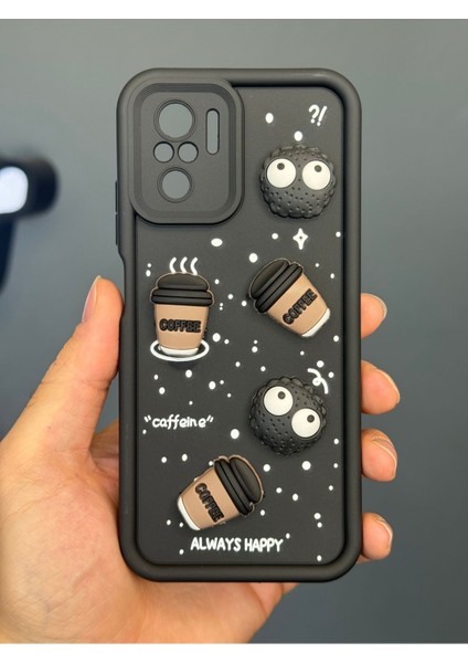 Xiaomi Redmi Note 10/10S Uyumlu Kamera Korumalı Coffee Kurabiye Figürlü Siyah Yumuşak Silikon Kapak fırsatları