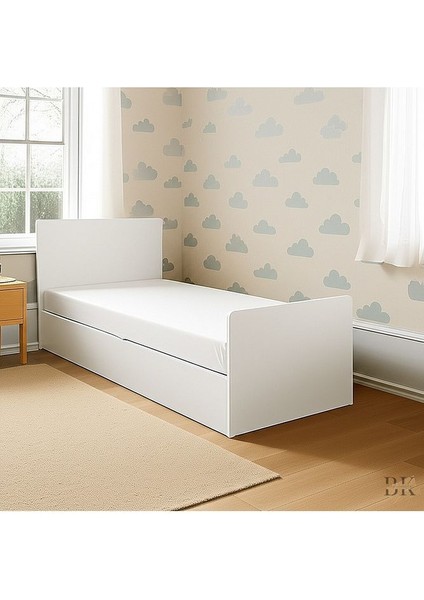 Beyaz Minimalist Tek Kişilik Karyola