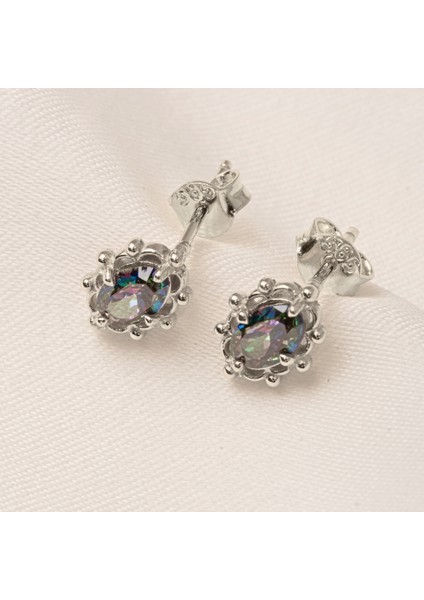 14 Ayar Altın Vintage Tasarım Mistik Topaz Taşlı Küpe