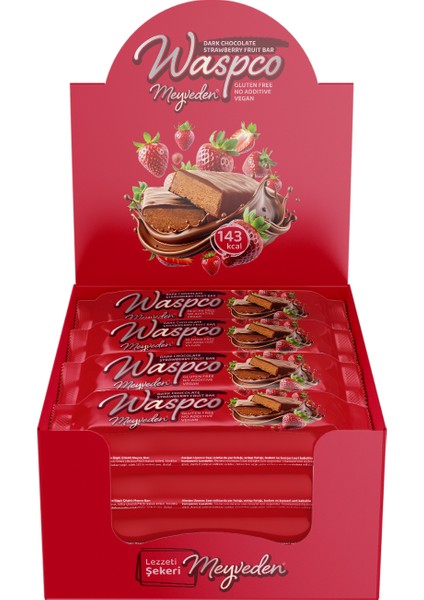 Bitter Çikolata Kaplı Çilekli Meyve Bar 35 gr x 12 Adet