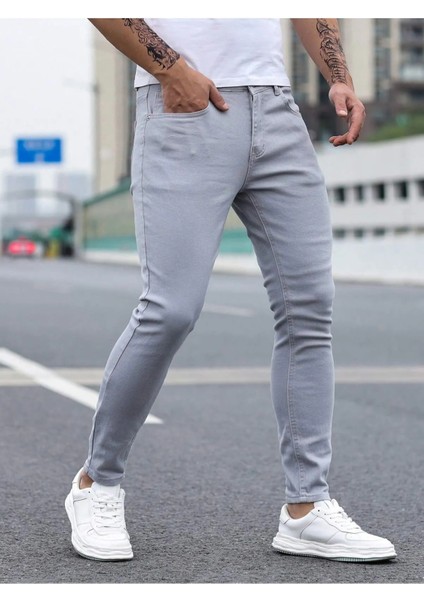 Erkek Casual Normal Bel Jean Kot Pantolon