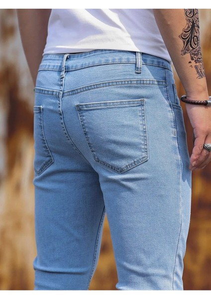 Erkek Casual Normal Bel Jean Kot Pantolon