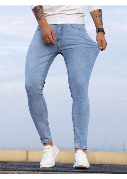 Erkek Casual Normal Bel Jean Kot Pantolon