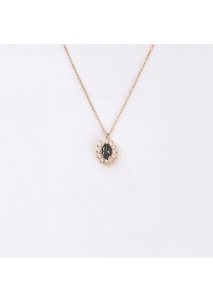0,95 Ct Aleksandrıt 0,25 Ct Pırlanta (Signity) Taşlı Anturajlı Vintage 925 Ayar Gümüş Tasarım Kolye