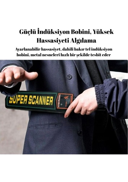 El Tipi Metal Dedektörü Yüksek Hassasiyetli Güvenlik Tarama Cihazı Alarm & Titreşimli