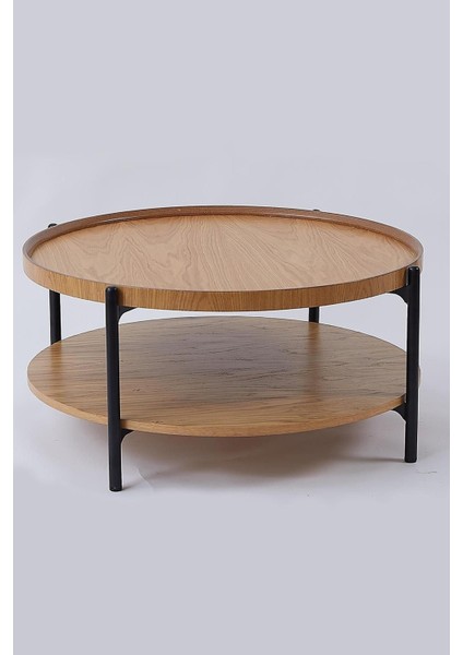 Ikili Sehpa Seti – Orta Sehpa 80X42 cm & Yan Sehpa 48X59 Cm, Mdf Tabla, Siyah Metal Gövde fiyatları