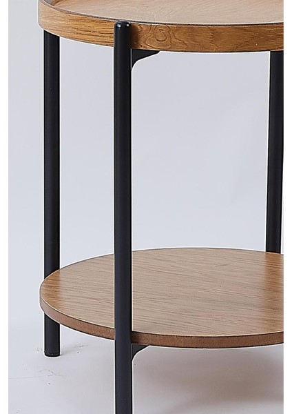 Ikili Sehpa Seti – Orta Sehpa 80X42 cm & Yan Sehpa 48X59 Cm, Mdf Tabla, Siyah Metal Gövde fırsatları