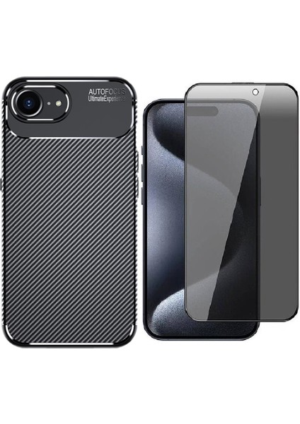 Apple iPhone 16E Kılıf Vendas Negro Silikon Kapak + Hayalet Ekran Koruyucu