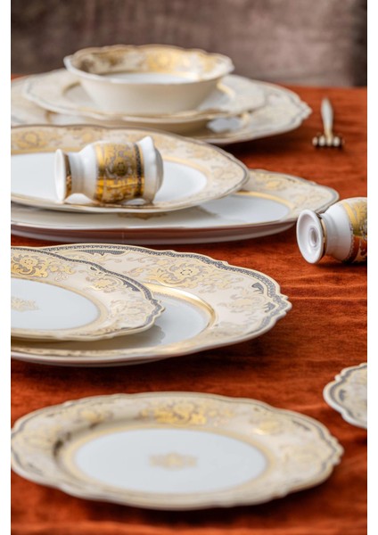 Chiristina 60 Parça 12 Kişilik Gold Porselen Yemek Takımı