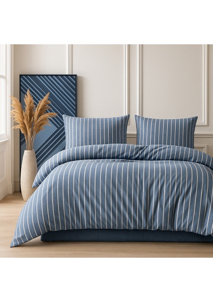 Pamuk Flanel Çift Kişilik Nevresim Takımı 200 x 220 cm , Mavi