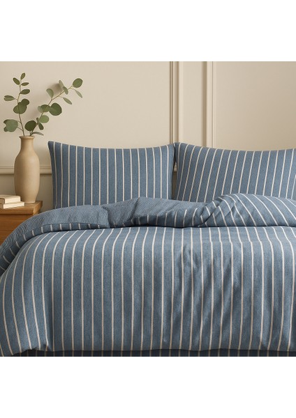 Pamuk Flanel Çift Kişilik Nevresim Takımı 200 x 220 cm , Mavi