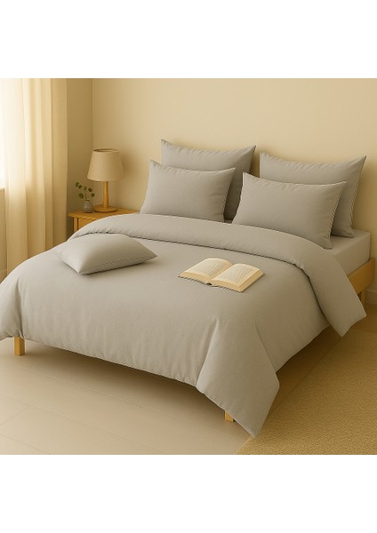 Çift Kişilik Pamuk Nevresim Takımı 200 x 220 cm , Lastikli Çarşaflı Set, Gri fiyatları