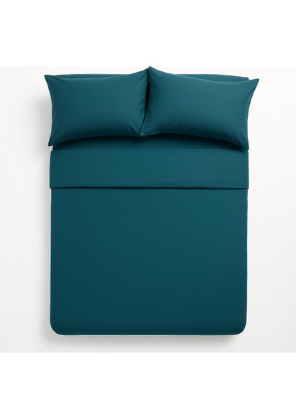 Çift Kişilik Pamuk Nevresim Takımı 200 x 220 cm , Lastikli Çarşaflı Set, Petrol Mavisi modelleri