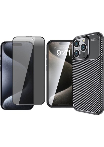 Apple iPhone 16 Pro Max Kılıf Vendas Negro Silikon Kapak + Hayalet Ekran Koruyucu