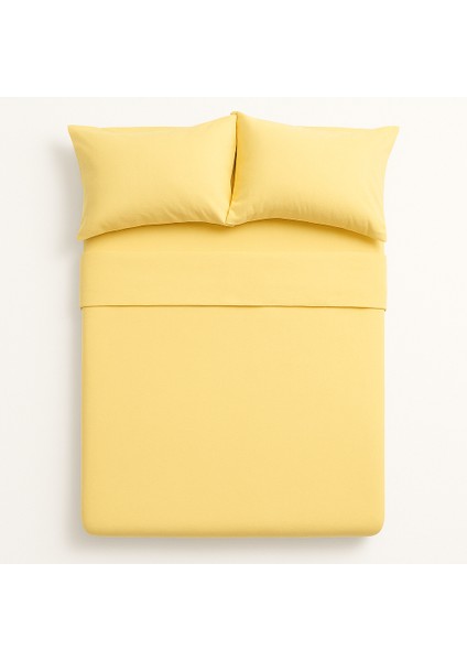 Çift Kişilik Pamuk Nevresim Takımı 200 x 220 cm , Lastikli Çarşaflı Set, Pastel Sarı modelleri