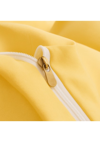 Çift Kişilik Pamuk Nevresim Takımı 200 x 220 cm , Lastikli Çarşaflı Set, Pastel Sarı fırsatları