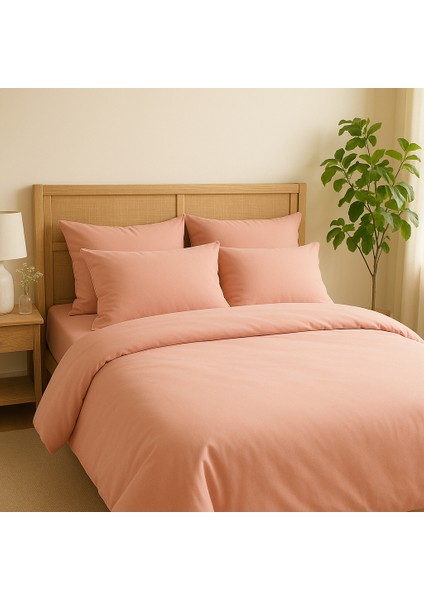 Çift Kişilik Pamuk Nevresim Takımı 200 x 220 cm , Lastikli Çarşaflı Set, Pudra fiyatları