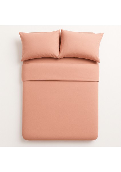 Çift Kişilik Pamuk Nevresim Takımı 200 x 220 cm , Lastikli Çarşaflı Set, Pudra modelleri