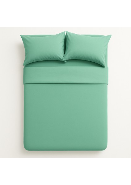 Çift Kişilik Pamuk Nevresim Takımı 200 x 220 cm , Lastikli Çarşaflı Set, Mint Yeşili modelleri
