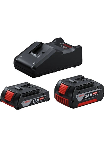 Gba 18V 2,0 Ah Akü + Gba 18V 4,0 Ah Akü + Gal 18V-40 Şarj Cihazı (1600A01ZS9)
